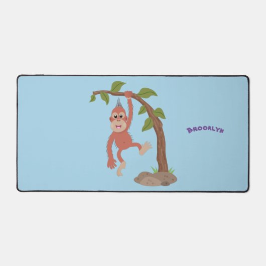 Cute happy baby orangutan cartoon illustratie bureaumat (Voorkant)