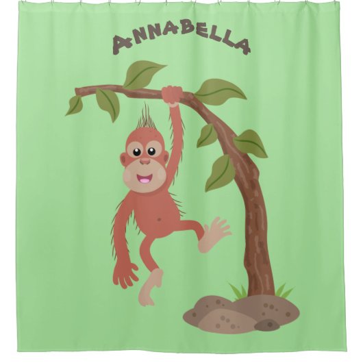 Cute happy baby orangutan cartoon illustratie douchegordijn (Voorkant)