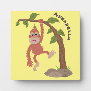 Cute happy baby orangutan cartoon illustratie fotoplaat