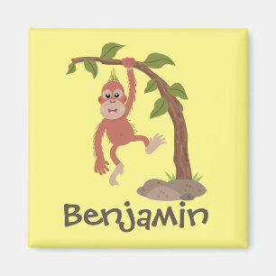 Cute happy baby orangutan cartoon illustratie magneet