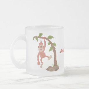 Cute happy baby orangutan cartoon illustratie matglas koffiemok