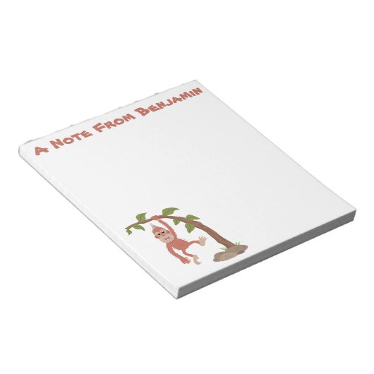 Cute happy baby orangutan cartoon illustratie notitieblok (Schuin)