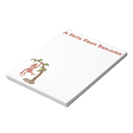 Cute happy baby orangutan cartoon illustratie notitieblok (Linkerzijde)