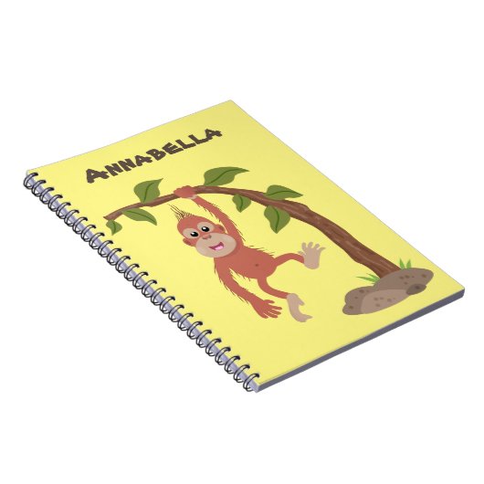 Cute happy baby orangutan cartoon illustratie notitieboek (Rechterzijde)