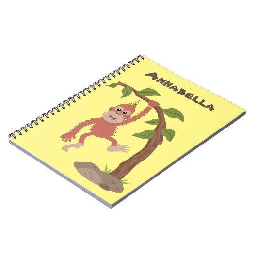 Cute happy baby orangutan cartoon illustratie notitieboek (Linkerzijde)