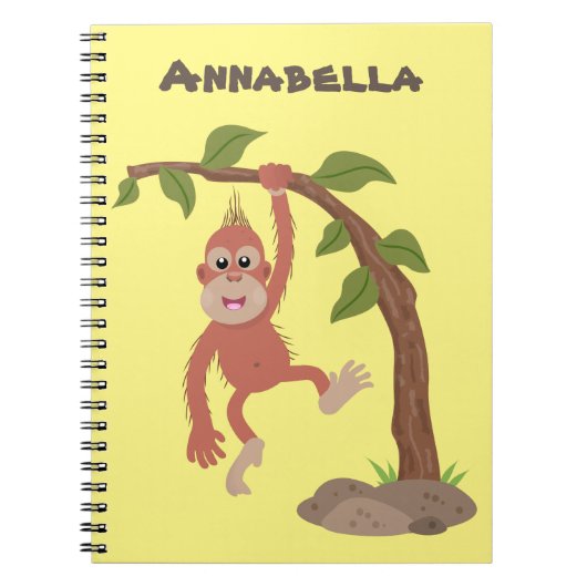 Cute happy baby orangutan cartoon illustratie notitieboek (Voorkant)