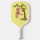 Cute happy baby orangutan cartoon illustratie pickleball paddle (Achterkant)