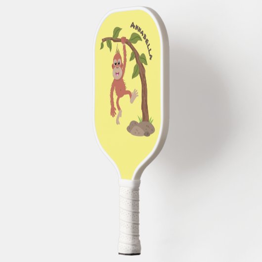 Cute happy baby orangutan cartoon illustratie pickleball paddle (Links)