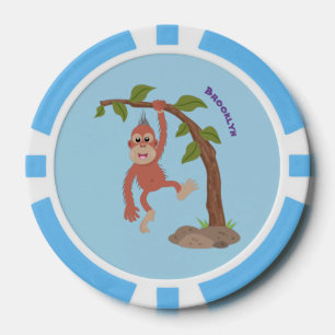 Cute happy baby orangutan cartoon illustratie poker chips