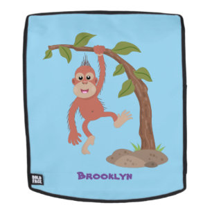 Cute happy baby orangutan cartoon illustratie rugtassen