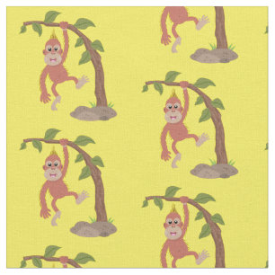 Cute happy baby orangutan cartoon illustratie stof