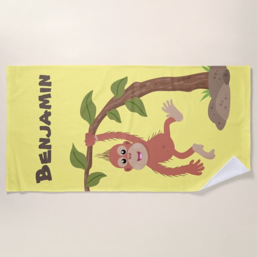 Cute happy baby orangutan cartoon illustratie strandlaken (Voorkant)