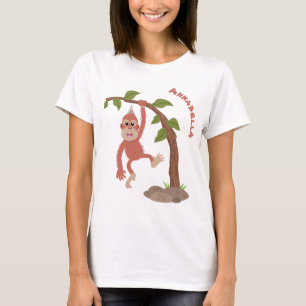 Cute happy baby orangutan cartoon illustratie t-shirt