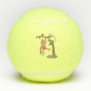 Cute happy baby orangutan cartoon illustratie tennisballen