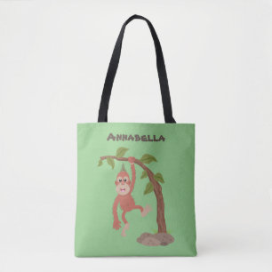 Cute happy baby orangutan cartoon illustratie tote bag