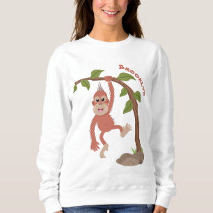 Cute happy baby orangutan cartoon illustratie trui