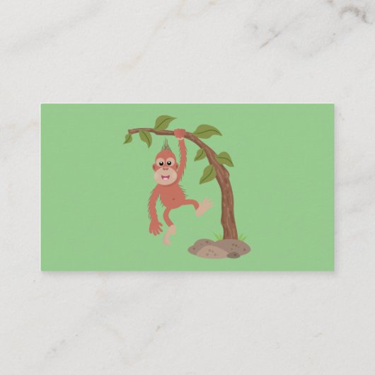 Cute happy baby orangutan cartoon illustratie visitekaartje (Achterkant)
