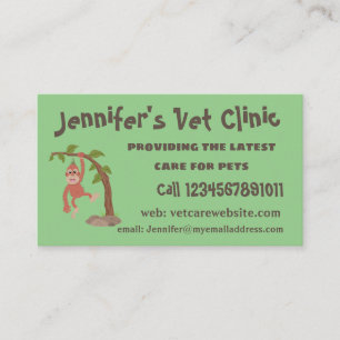 Cute happy baby orangutan cartoon illustratie visitekaartje