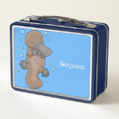 Cute happy baby platypus cartoon illustratie (Achterkant)