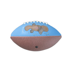 Cute happy baby platypus cartoon illustratie american football