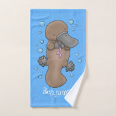 Cute happy baby platypus cartoon illustratie bad handdoek (Handdoek)