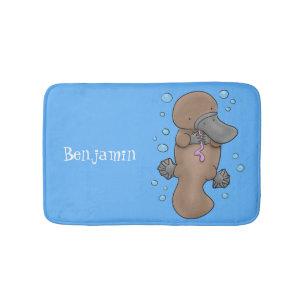 Cute happy baby platypus cartoon illustratie badmat