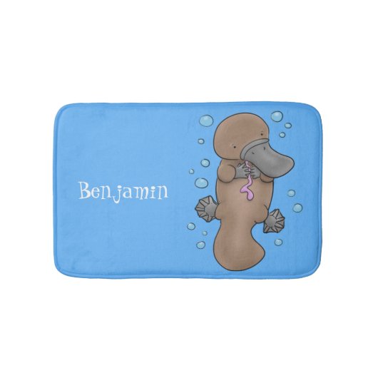 Cute happy baby platypus cartoon illustratie badmat (Voorkant)
