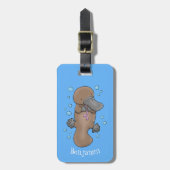 Cute happy baby platypus cartoon illustratie bagagelabel (Voorkant verticaal)