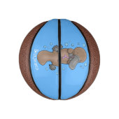 Cute happy baby platypus cartoon illustratie basketbal (Verticaal)