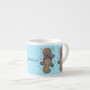 Cute happy baby platypus cartoon illustratie espresso kop