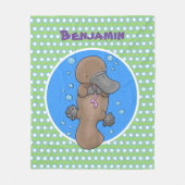 Cute happy baby platypus cartoon illustratie fleece deken (Voorkant)