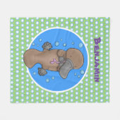 Cute happy baby platypus cartoon illustratie fleece deken (Voorkant (Horizontaal))