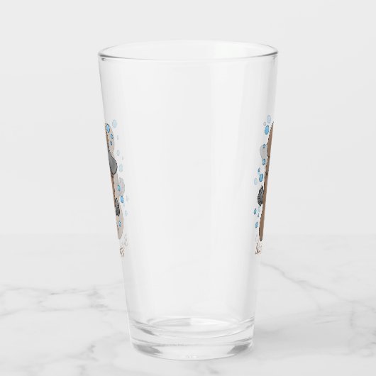 Cute happy baby platypus cartoon illustratie glas (Rechts)