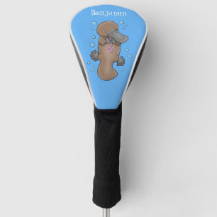 Cute happy baby platypus cartoon illustratie golfheadcover