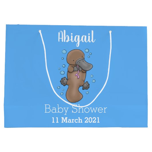 Cute happy baby platypus cartoon illustratie groot cadeauzakje (Achterkant)