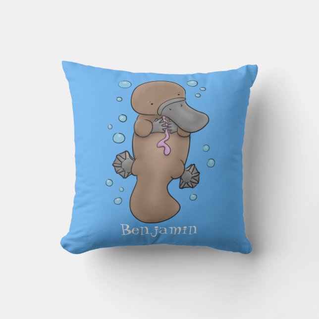 Cute happy baby platypus cartoon illustratie kussen (Voorkant)