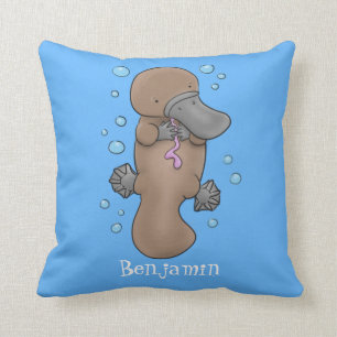 Cute happy baby platypus cartoon illustratie kussen