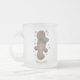 Cute happy baby platypus cartoon illustratie matglas koffiemok