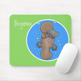 Cute happy baby platypus cartoon illustratie muismat