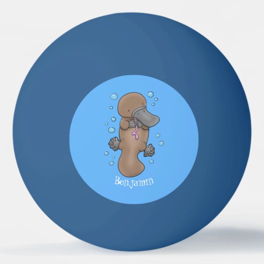 Cute happy baby platypus cartoon illustratie pingpongbal (Voorkant)