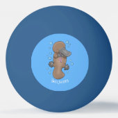 Cute happy baby platypus cartoon illustratie pingpongbal (Achterkant)
