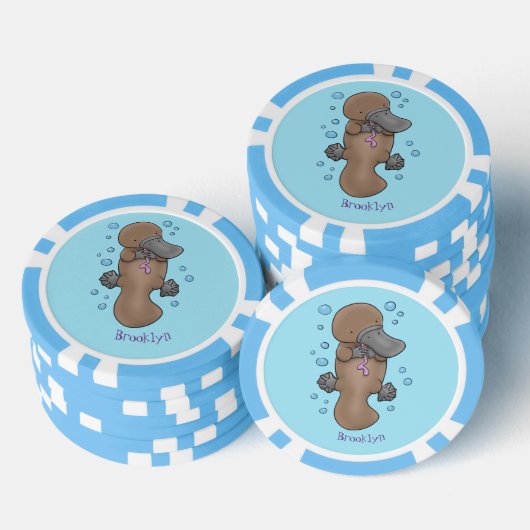 Cute happy baby platypus cartoon illustratie poker chips (Opstapeling)