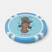 Cute happy baby platypus cartoon illustratie poker chips (Enkel)