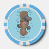 Cute happy baby platypus cartoon illustratie poker chips (Voorkant)