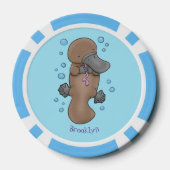 Cute happy baby platypus cartoon illustratie poker chips (Achterkant)
