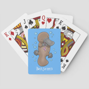 Cute happy baby platypus cartoon illustratie pokerkaarten