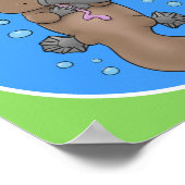 Cute happy baby platypus cartoon illustratie poster (Hoek)