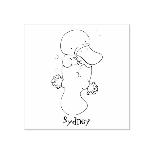Cute happy baby platypus cartoon illustratie rubberstempel (Afrduk)