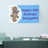 Cute happy baby platypus cartoon illustratie spandoek (Beurs)