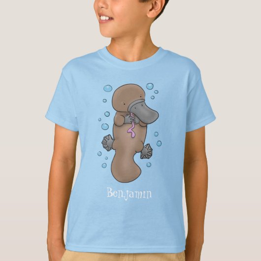Cute happy baby platypus cartoon illustratie t-shirt (Voorkant)